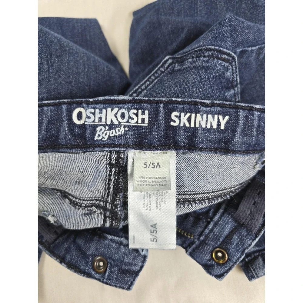 OshKosh B'gosh Jeans Girls 5 5A Dark Wash‎ Skinny Adjustable Waist Denim Pants